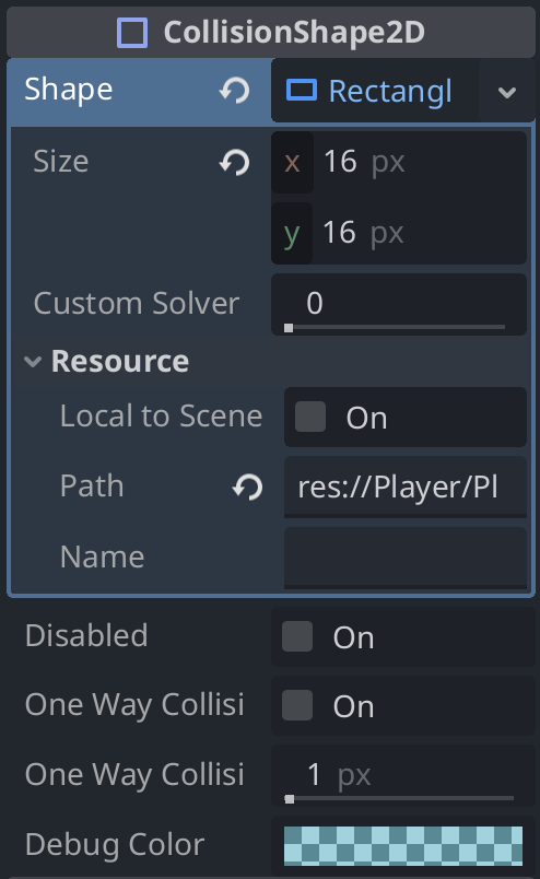 CollisionShape2D Inspector 1
