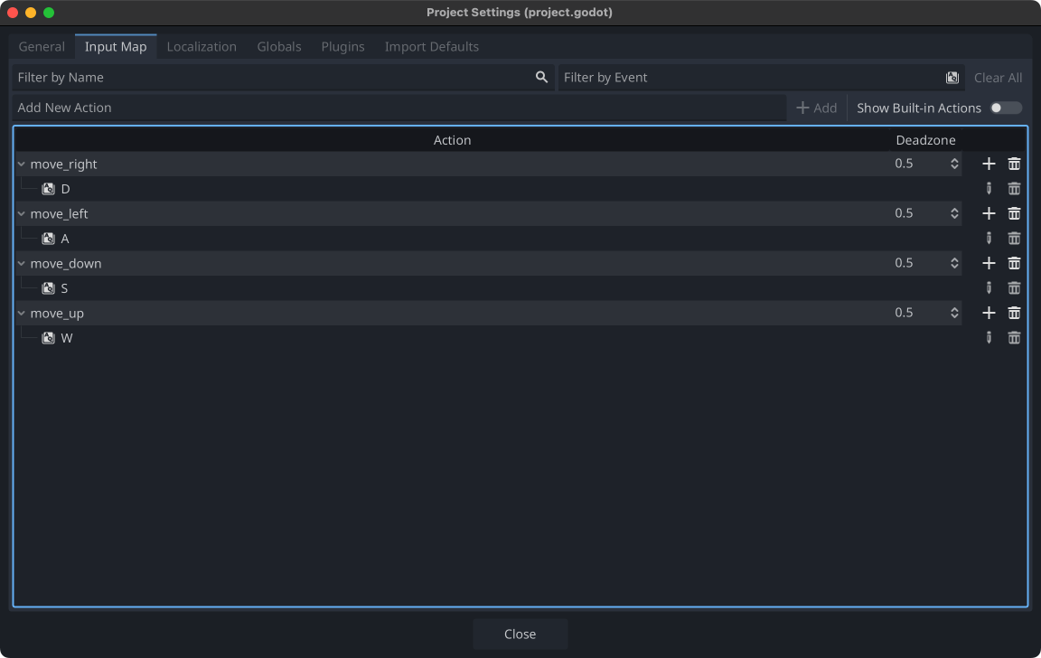 Input Map Settings