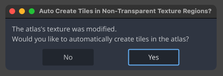 Dialog to choose automatic Atlas tile creation